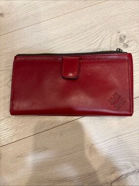 Patricia Nash Red Leather Zip & Snap Wallet